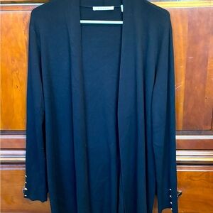 Woman size extra large black sweater with gold buttons